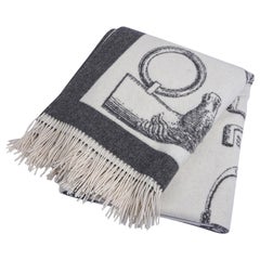 Hermes Blanket Metalleries Equestrian Throw Gris / Ecru Limited Edition New