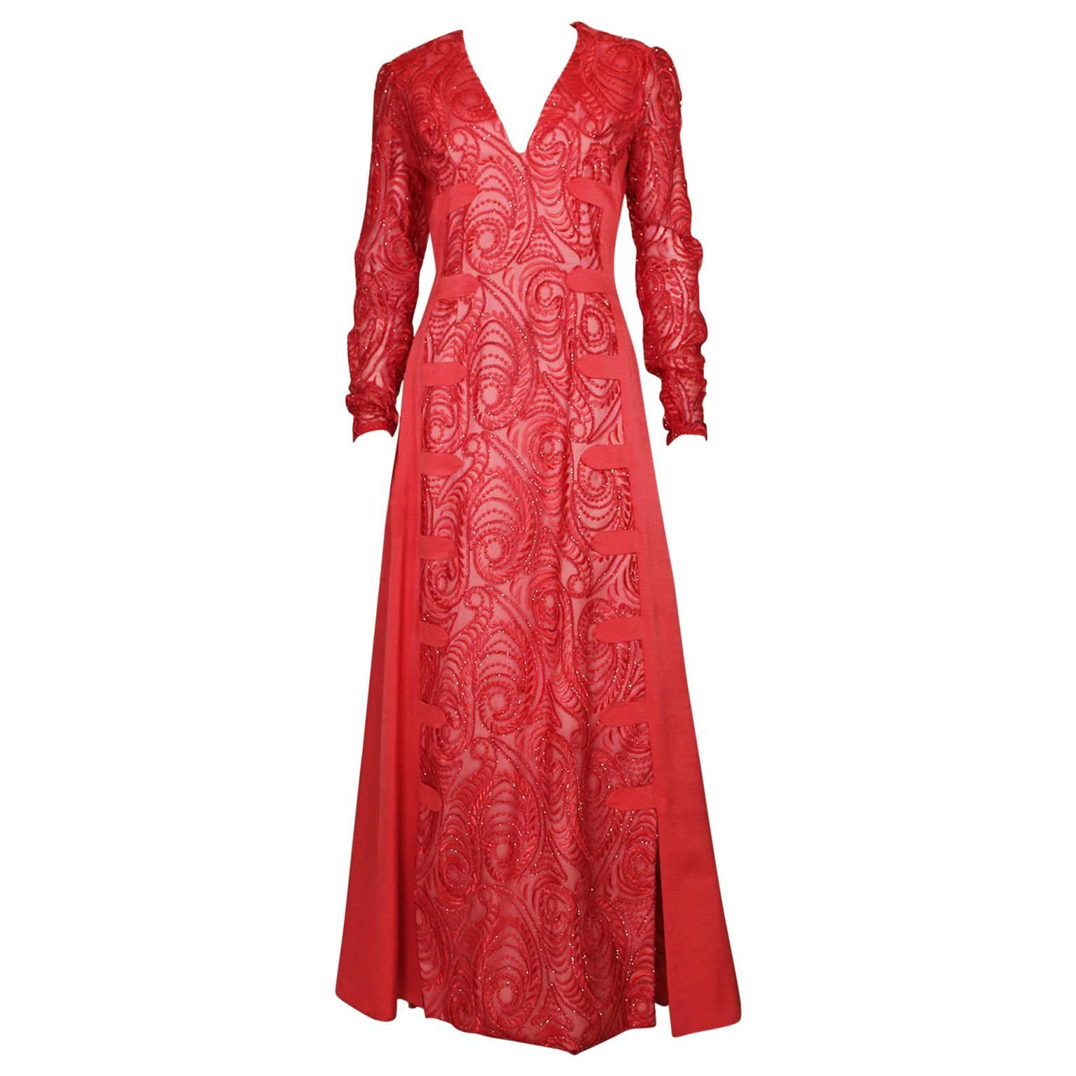 1960s Christian Dior Rose Pink Devoree and Silk Dress