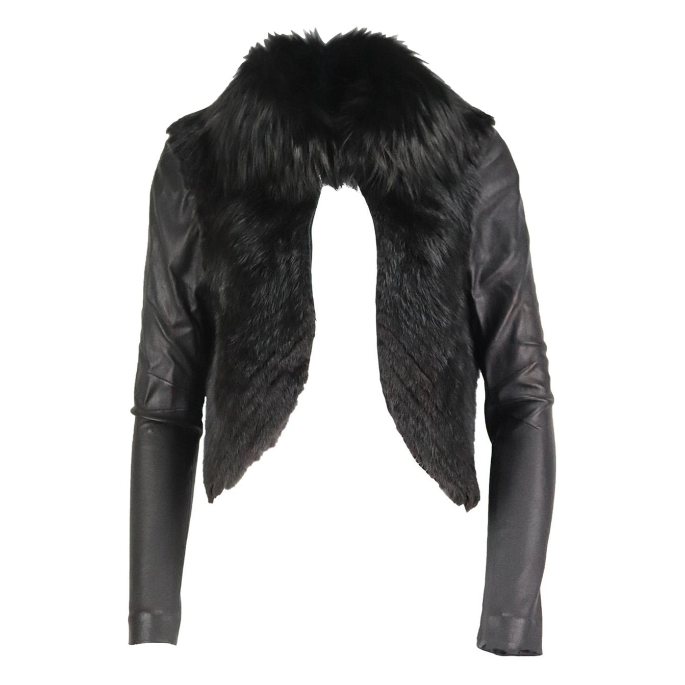 J.Mendel Cropped Fur Trimmed And Leather Jacket Xsmall