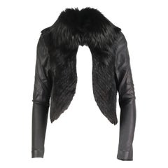 J.Mendel - Giacca in pelle con bordo in pelliccia Xsmall