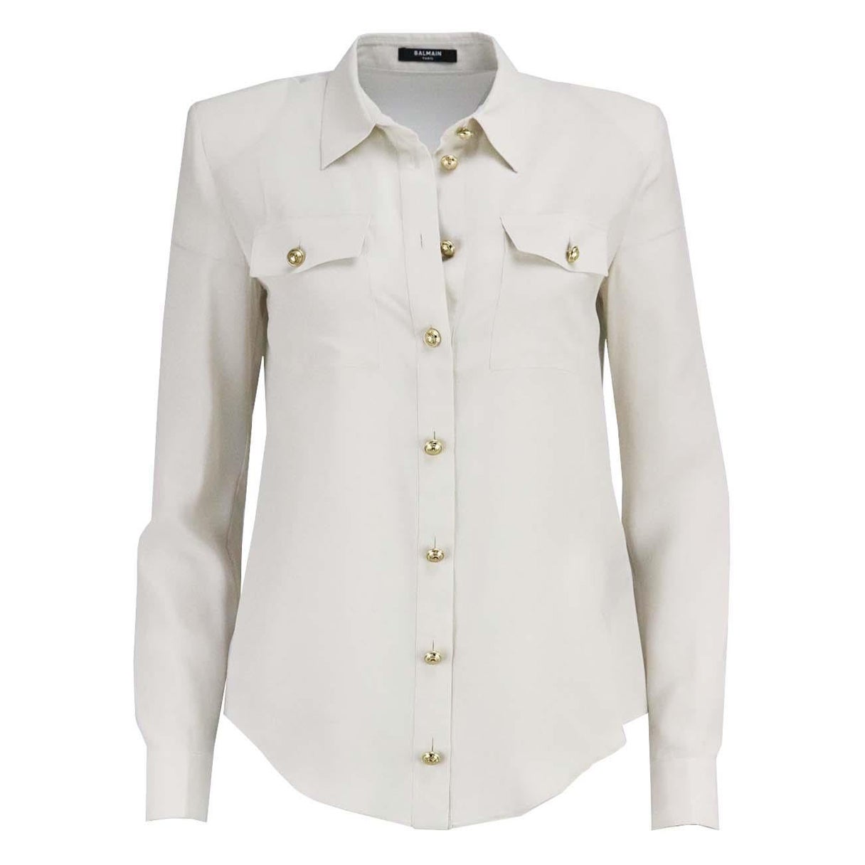 Balmain Ivory Cotton Blent Textured Knit Top - Size US 4 For Sale at ...