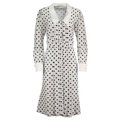 Alessandra Rich Belted Polka Dot Silk Crepe De Chine Dress IT 38 UK 6