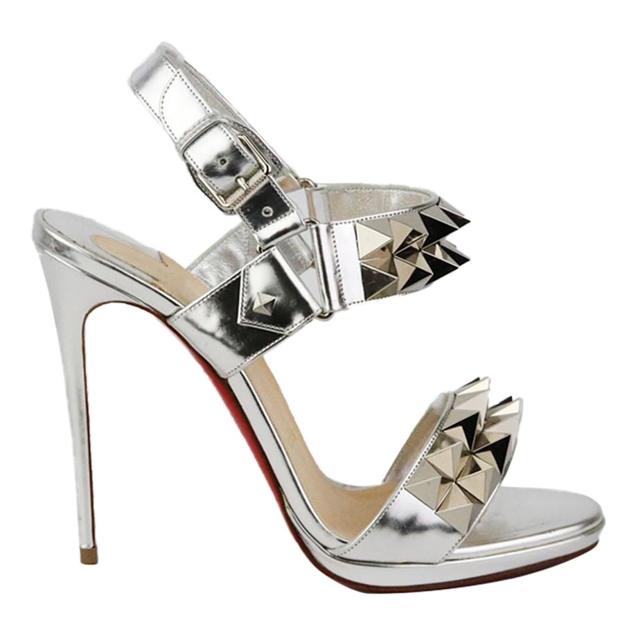 Christian Louboutin Metallic Studded Leather Sandals EU 38.5 UK 5.5 US 8.5      