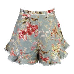 Zimmermann Floral Print Linen Blend Shorts UK 10 