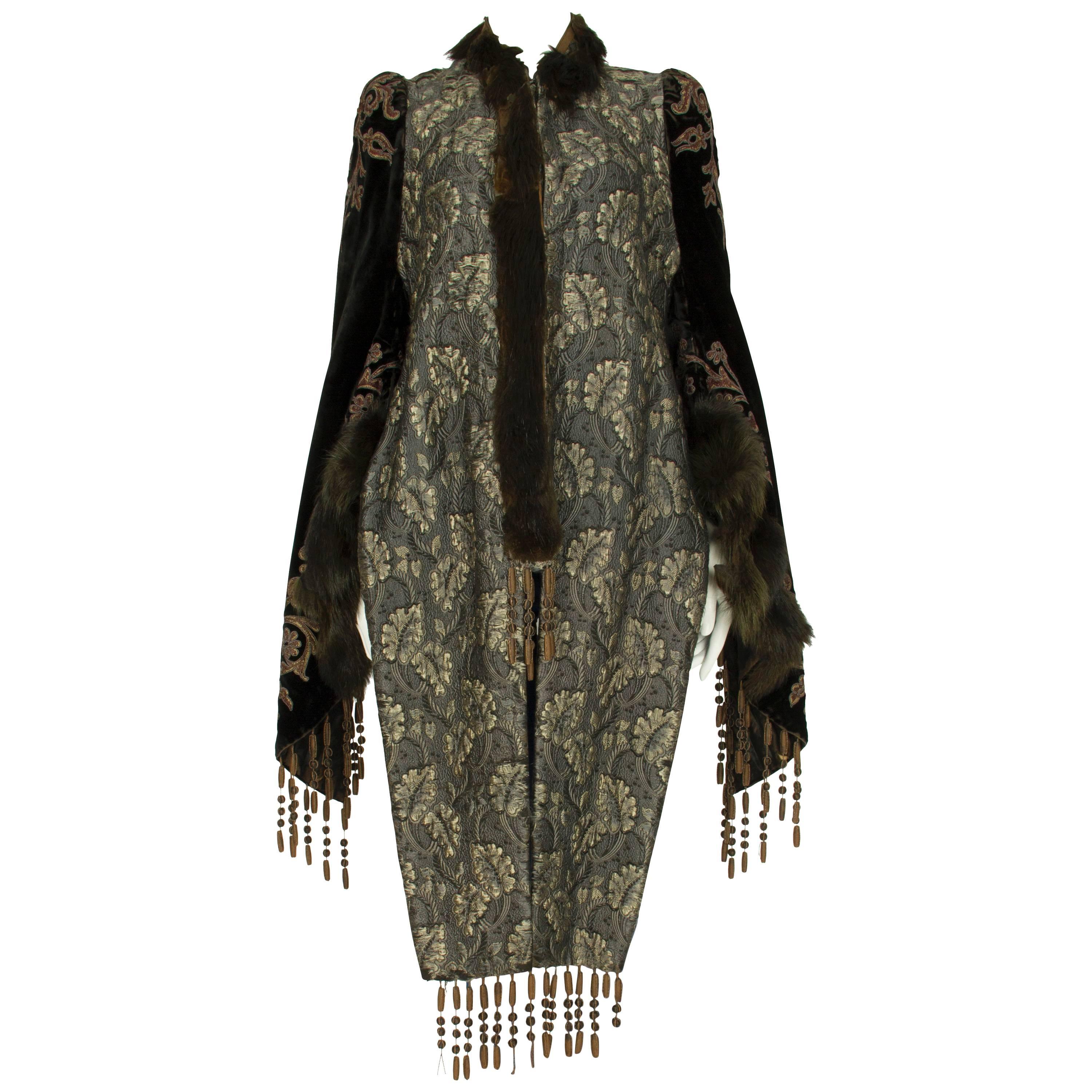 Luxurious 1900's Extravagant Velvet Jacket with Fur Trim For Sale