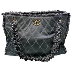 Chanel Grey Leather Shopper Bag