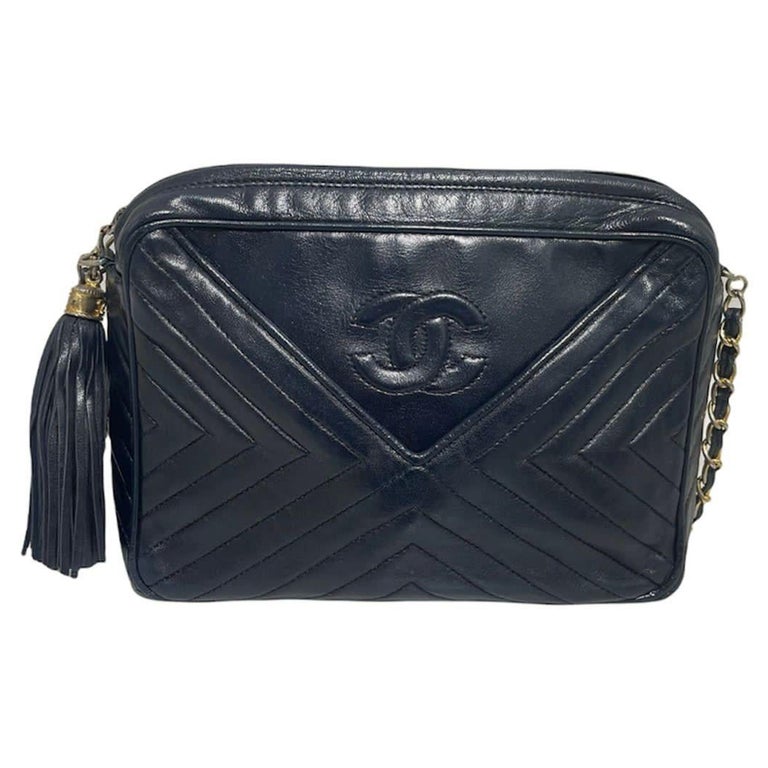 Chanel Blue Leather Camer Bag For Sale at 1stDibs
