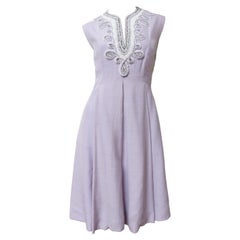 1960s Bead Trim Lavender Silk Dress