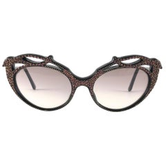 Nuevas gafas de sol Vintage IDC 102 Bird Rhinestones Accented Sunglasses France 1990's