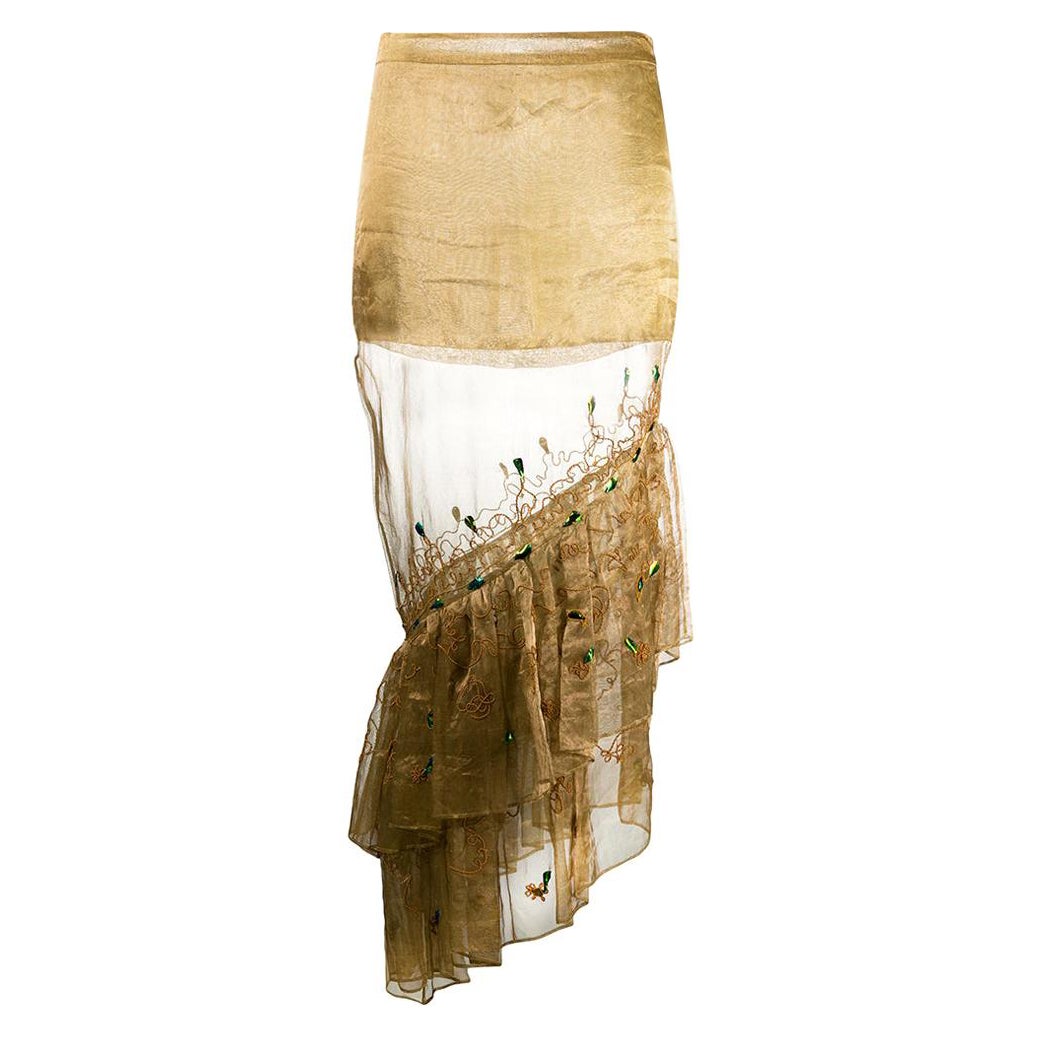 1990s Romeo Gigli Vintage gold silk Asymmetric Skirt