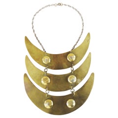 Brass Choker with Large Crescents Pendant 1960s