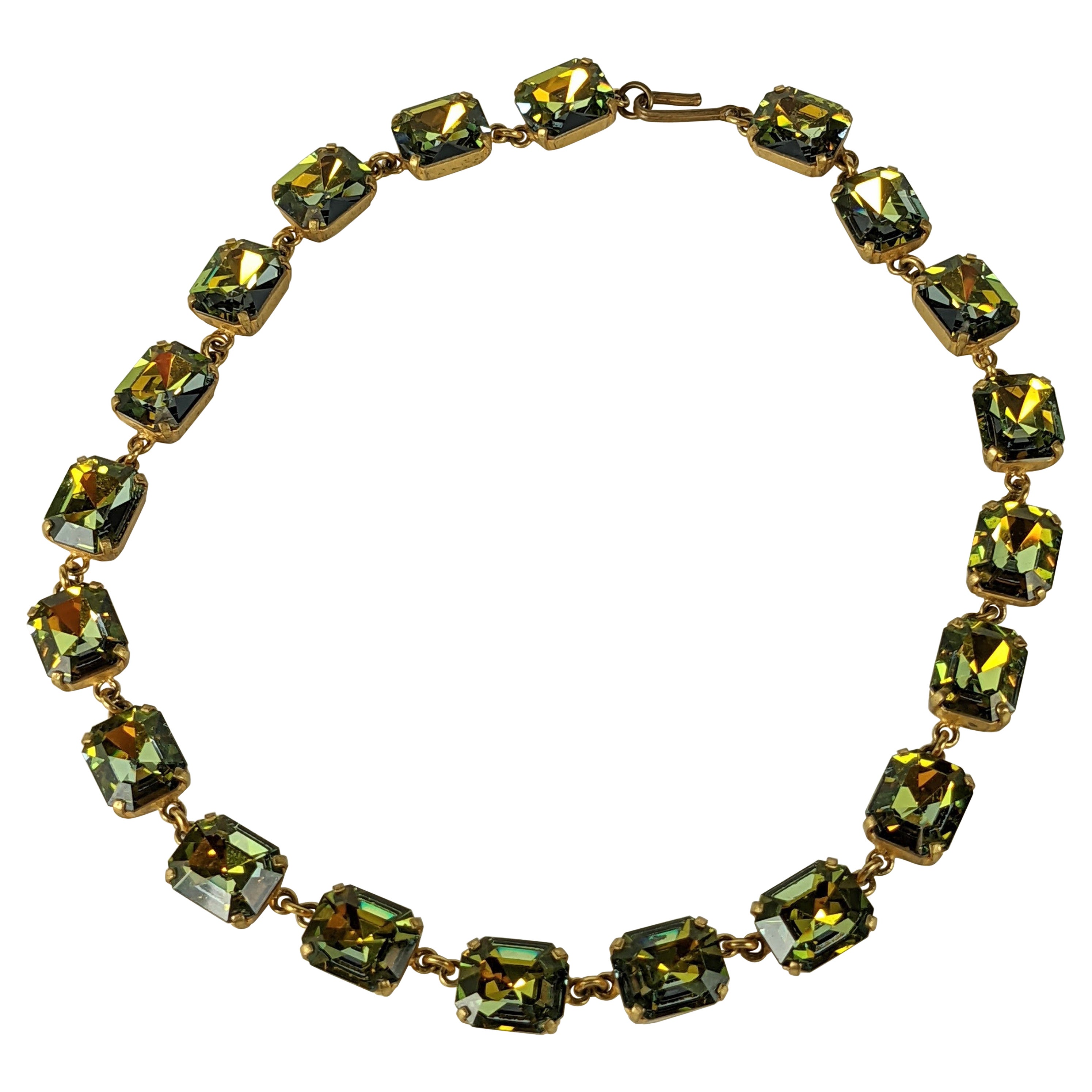 French Green Aurora Stone Necklace For Sale