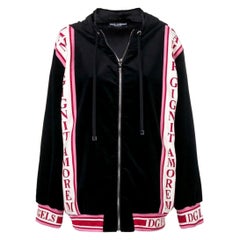 Dolce & Gabbana black DG amore hoodie jumper sweatshirt tracksuit top jacket