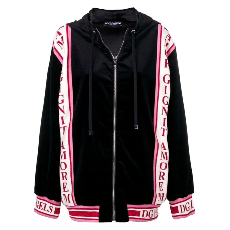 Dolce and Gabbana black DG amore hoodie jumper sweatshirt tracksuit top  jacket at 1stDibs
