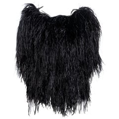 Used Yves Saint Laurent by Alber Elbaz black ostrich feather top, fw 1999