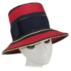 Yves Saint Laurent Red, Blue & Yellow Straw Bucket Hat, 1960's