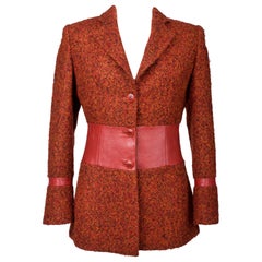 Looped wool and leather jacket by Jean-Louis Sherrer  French Circa 2000 - 2010