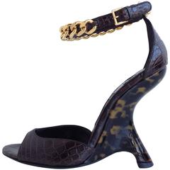 Tom Ford Brown Crocodile Wedges 4