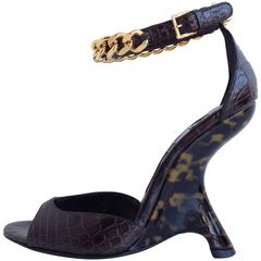 Tom Ford Brown Crocodile Wedges