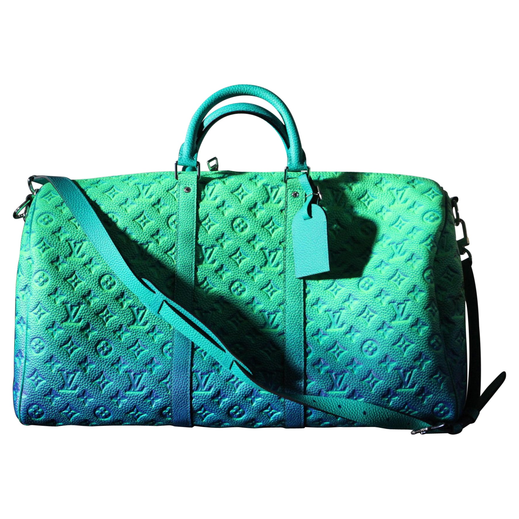 Brand New Louis Vuitton Keepall 50B Taurillon Illusion Blue/Green , Virgil  Abloh For Sale At 1Stdibs
