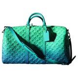 Louis Vuitton Keepall 50B Bag Damier Stripes Canvas Gradient Green