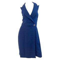 1990er Jahre Yves Saint Laurent YSL Größe 8 Marineblaues Vintage 90er Jahre Smokingkleid