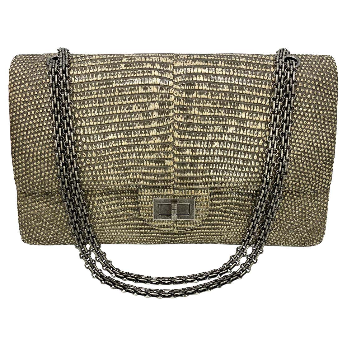 RARE Chanel Natural Lizard Double Flap Classic 227 Reissue For Sale at ...