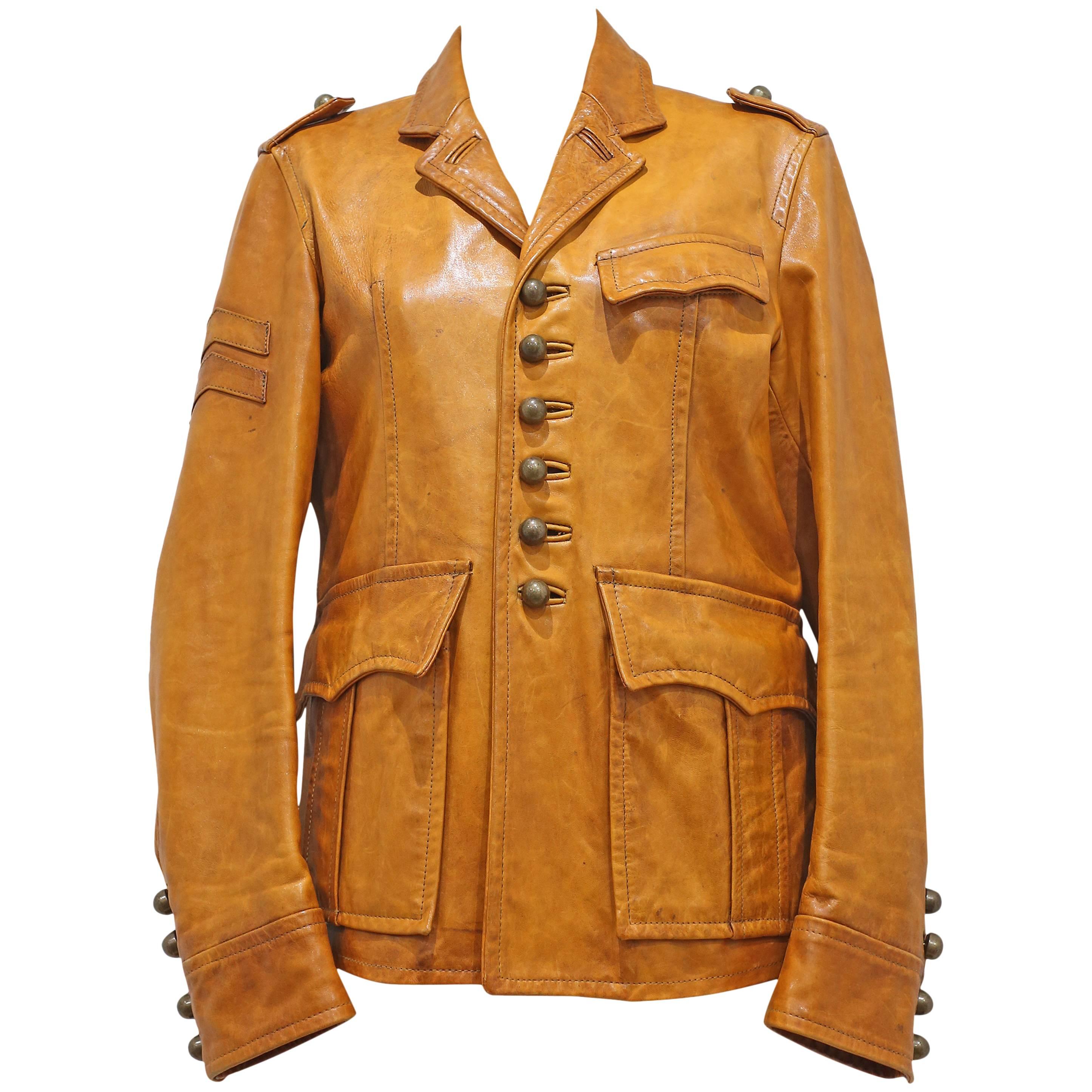 DSquared2 Herren Tan Civl War Lederjacke für Herren, ca. 2006