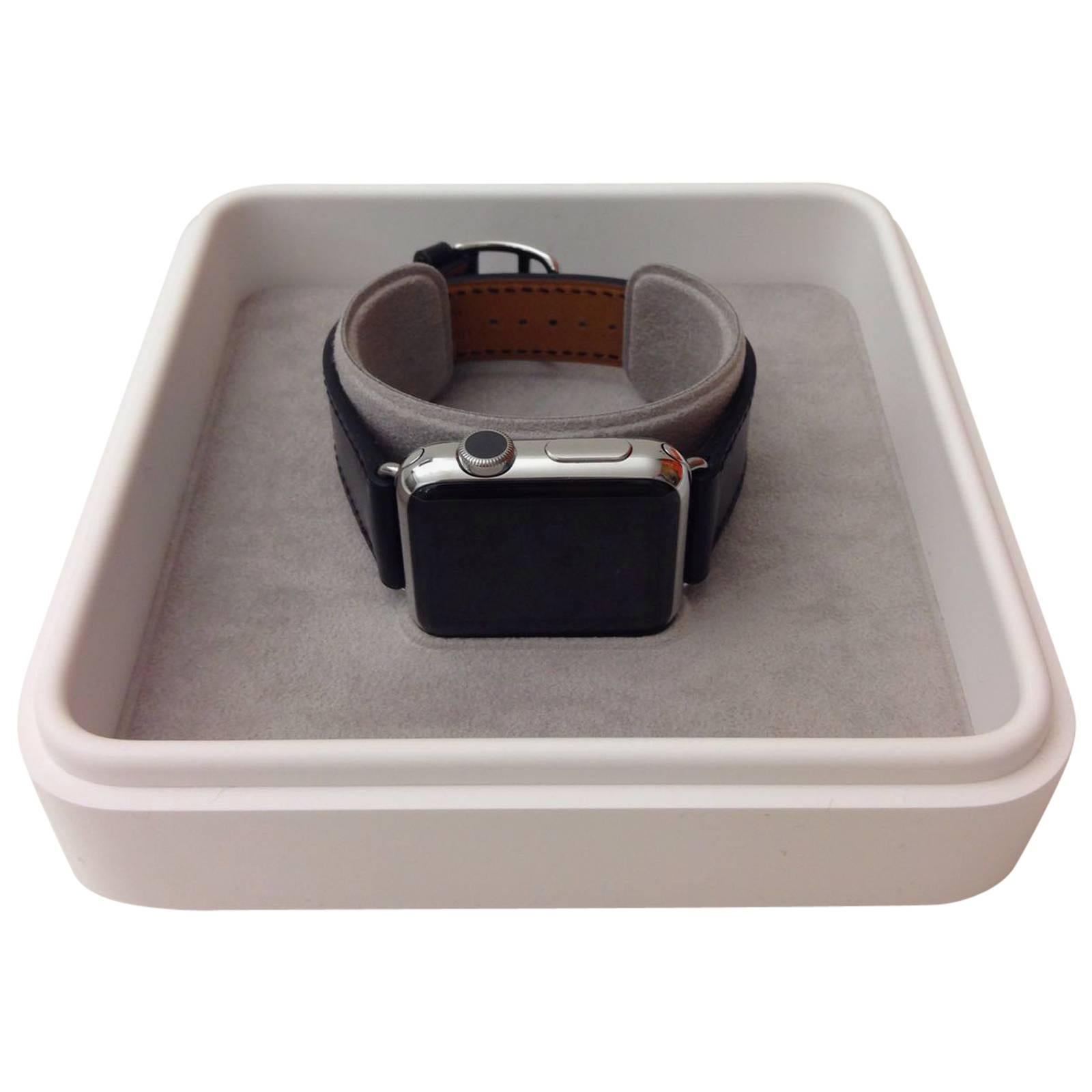 Apple&Hermes watch Single Tour, 38mm Stainless Steel Case with NOIR Leather Band For Sale