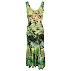 Jean Paul Gaultier S/S 1998 Hommage a Frida Kahlo Oriental Bath Print Mesh Dress