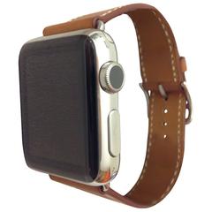 Used Hermes&Apple watch, Single Tour, 38mm Stainless Steel Case, FAUVE BARENIA Leather b