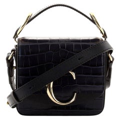 Chloe C Crossbody Crocodile Embossed Leather Mini