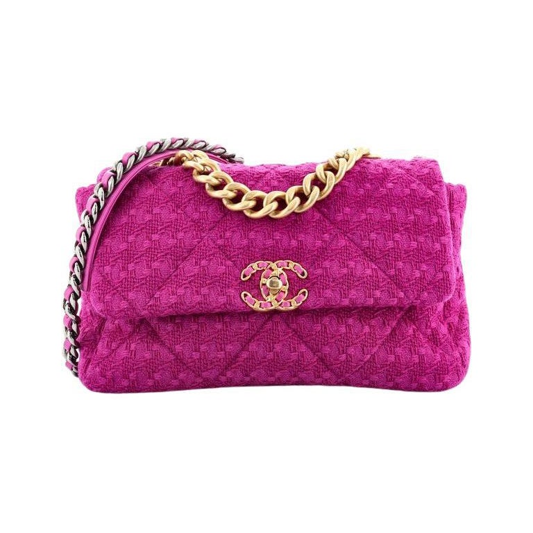 Chanel 19 Flap Bag Quilted Tweed Large at 1stDibs