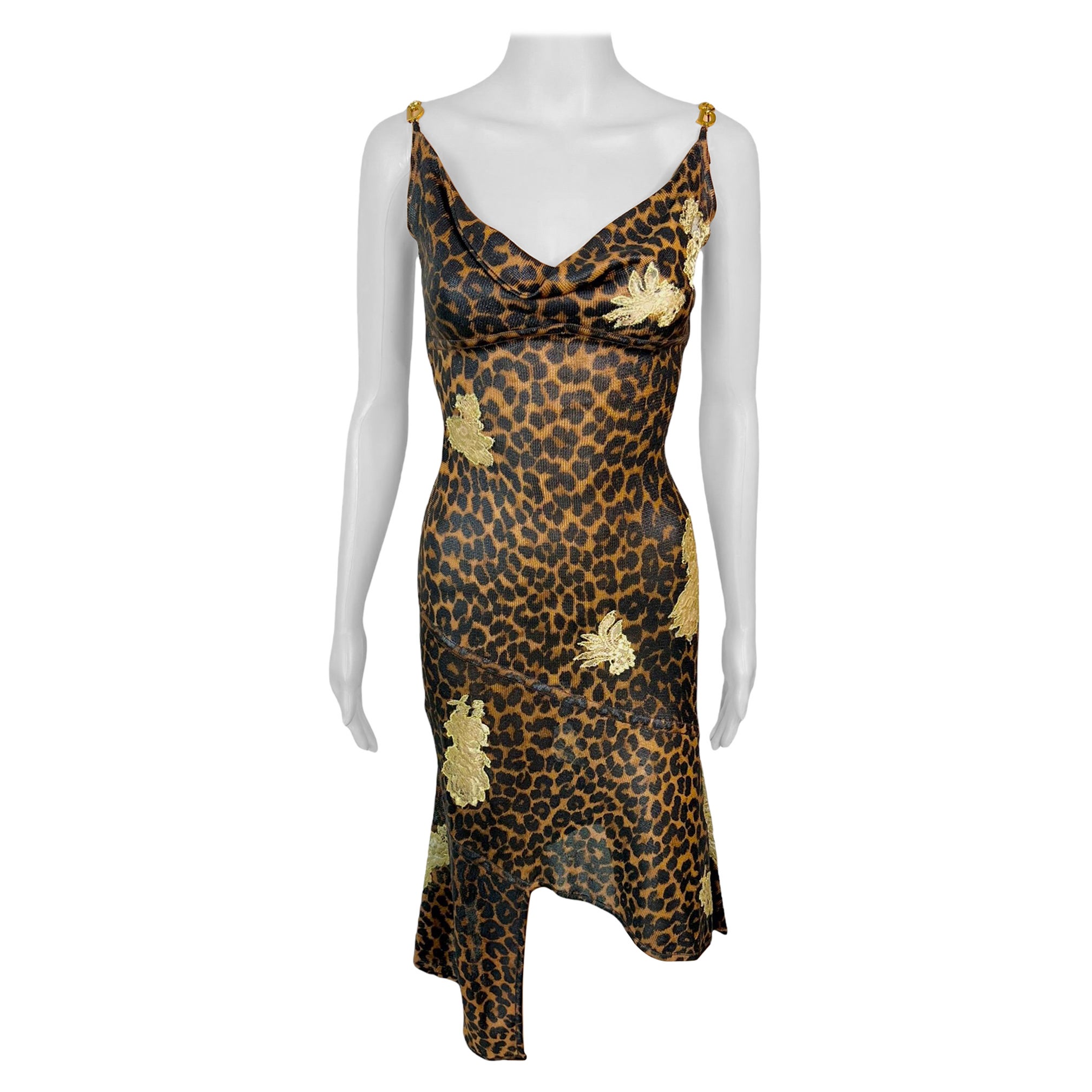 Christian Dior by John Galliano F/W 2000 Runway Logo Leopard Sheer Lace Dress