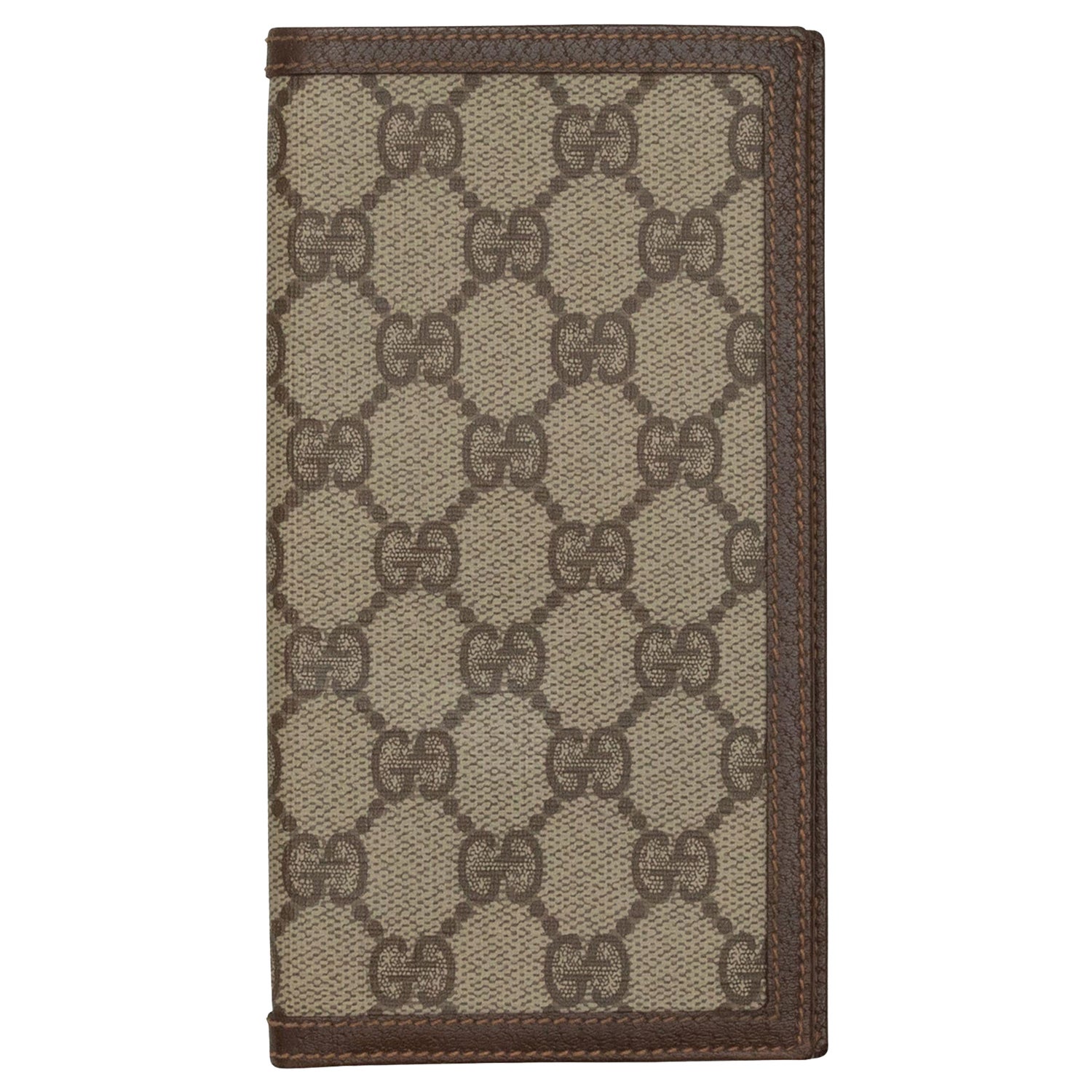 Gucci Vintage Brown GG Coated Canvas Checkbook Case For Sale at 1stDibs | gucci  checkbook cover