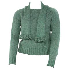 Chanel Metallic Green Wool Sweater 