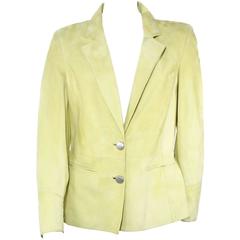 Valentino Green Suede Vintage Blazer With Cut Out Back 