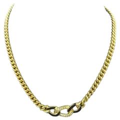 MINT. Vintage Christian Dior golden chain necklace, black and rhinestone crystal