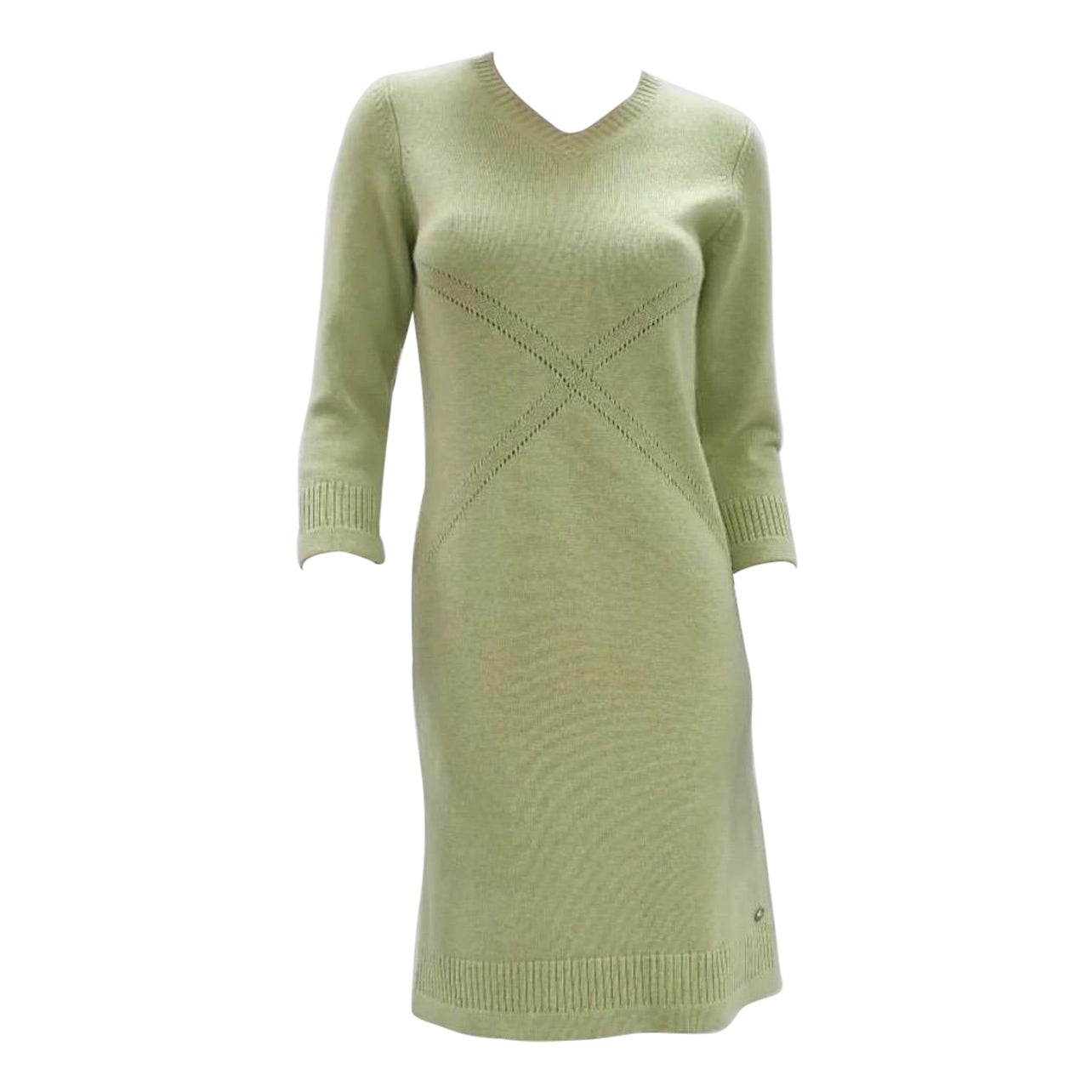 Chanel Light Green Cashmere Viscose Mini Short Casual Dress For Sale
