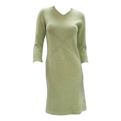 Chanel - Mini robe courte décontractée en cachemire et viscose vert clair