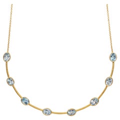 April in Paris Designs Gold Vermeil Blauer Topas Choker Halskette 