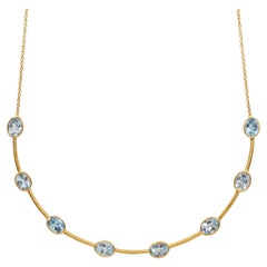 April in Paris Designs Gold Vermeil Blue Topaz Choker Necklace
