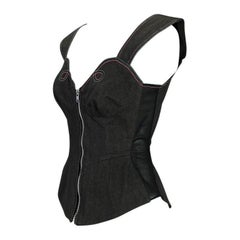 Thierry Mugler, fine anni '70, top bustier in rete di jeans