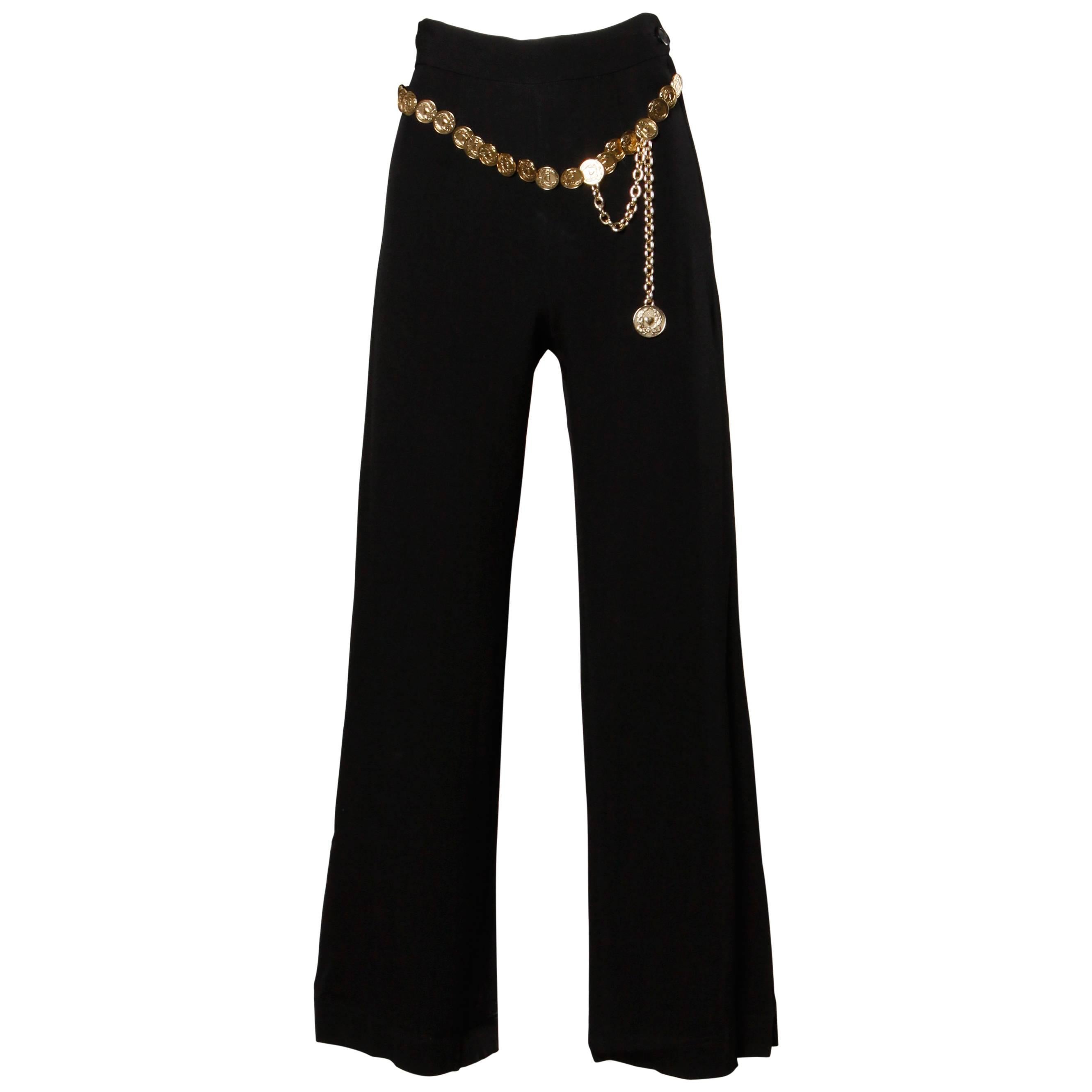 Moschino Vintage 90s Wide Leg Palazzo Pants with Coin Chain Belt