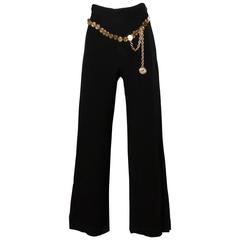 Moschino Vintage 90s Wide Leg Palazzo Pants with Coin Chain Belt