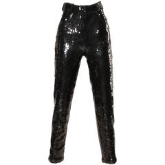 1985 Jeanette Kastenberg for St. Martin Vintage Black Sequin Disco Pants