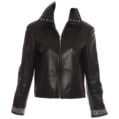 Gianni Versace Black Leather Jacket With Stud Details, Circa 1990's 6