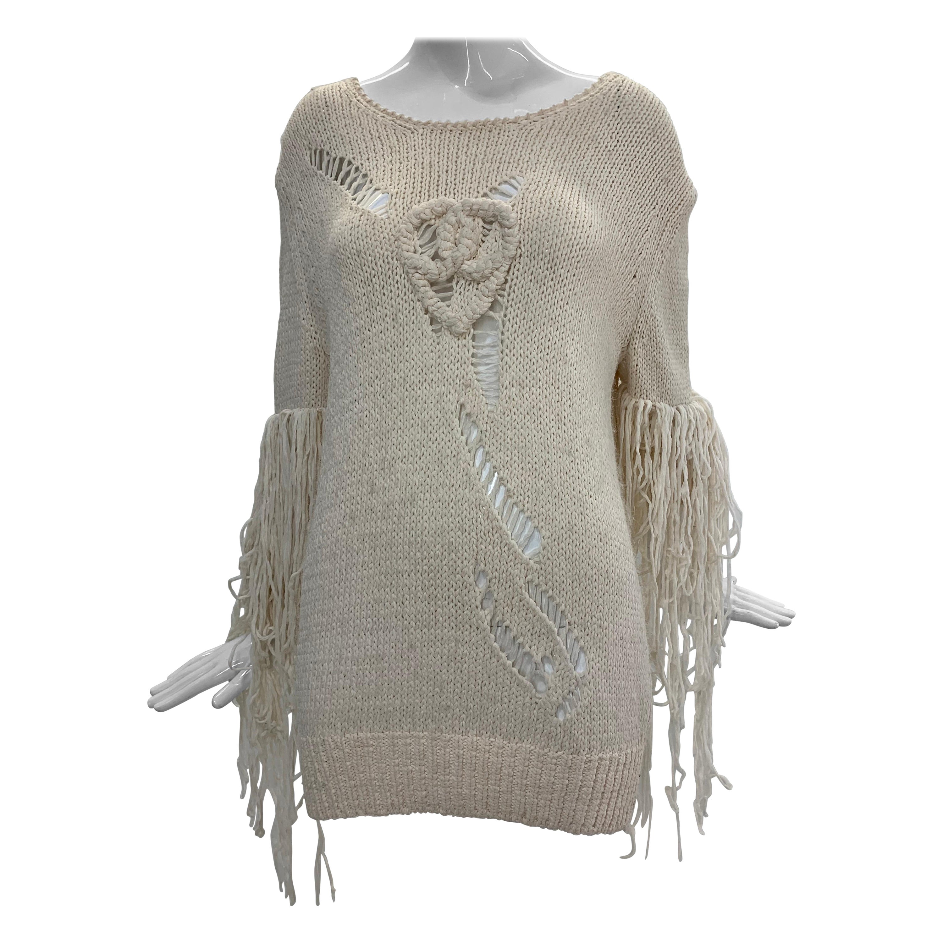 2009 Chanel Cruise Collection Cream Silk Knit Pullover Sweater w/ "CC" Logo For Sale