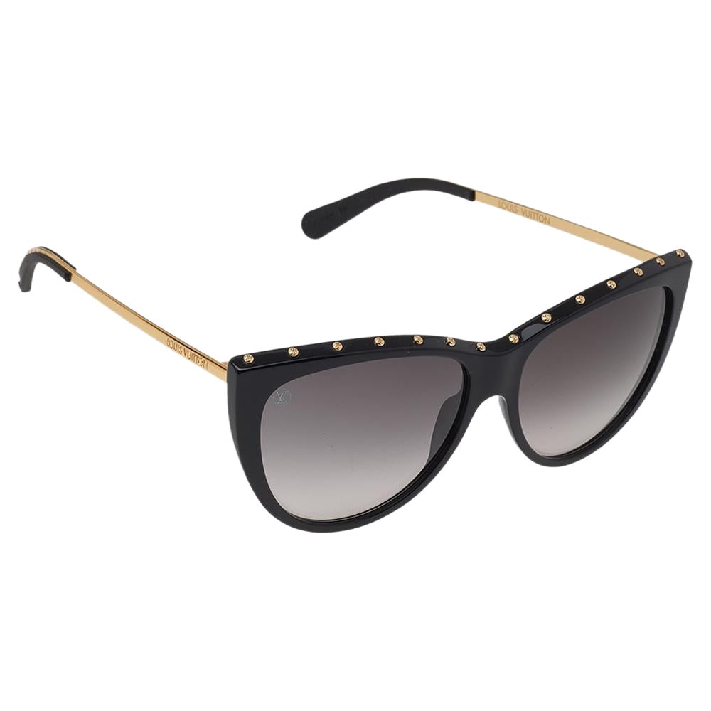 Louis Vuitton Gold Tone/Black La Boum Cat Eye Sunglasses at 1stDibs