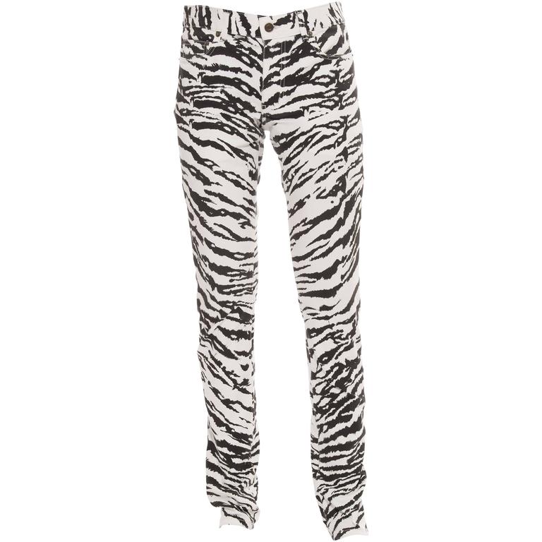 Saint Laurent By Hedi Slimane Men's Tiger Stripe Skinny Leg Jeans ...